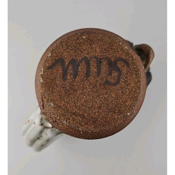 VTG MMS Mahon Ugly FD Funny Face Stoneware Pottery Mug Mustache Signed - Picture 2 of 14